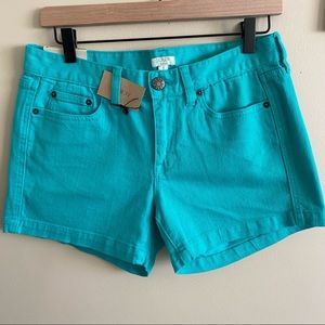 NWT J. Crew Stretch City Fit Green Denim Shorts Size 4